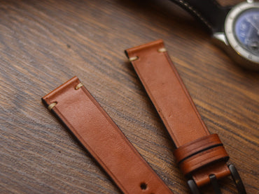 TAN BROWN HAND-CRAFTED WATCH STRAPS - MINIMAL STITCHED U-TAIL