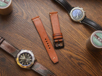 TAN BROWN HAND-CRAFTED WATCH STRAPS - MINIMAL STITCHED U-TAIL