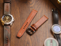 TAN BROWN HAND-CRAFTED WATCH STRAPS - MINIMAL STITCHED U-TAIL