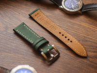 AVOCADO GREEN HAND-CRAFTED WATCH STRAPS - FULL STITCHED