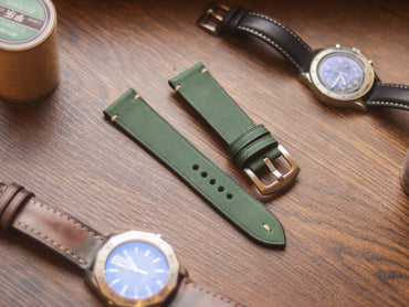 AVOCADO GREEN HAND-CRAFTED WATCH STRAPS - MINIMAL STITCHED