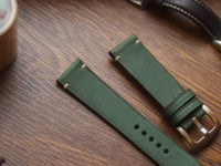 AVOCADO GREEN HAND-CRAFTED WATCH STRAPS - MINIMAL STITCHED