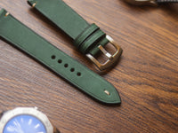 AVOCADO GREEN HAND-CRAFTED WATCH STRAPS - MINIMAL STITCHED