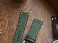 AVOCADO GREEN HAND-CRAFTED WATCH STRAPS - MINIMAL STITCHED