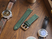 AVOCADO GREEN HAND-CRAFTED WATCH STRAPS - MINIMAL STITCHED