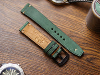 AVOCADO GREEN HAND-CRAFTED WATCH STRAPS - MINIMAL STITCHED U-TAIL