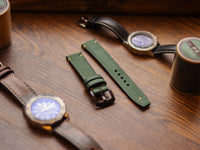 AVOCADO GREEN HAND-CRAFTED WATCH STRAPS - MINIMAL STITCHED U-TAIL