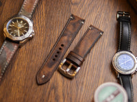CRAZY BROWN HAND-CRAFTED WATCH STRAPS - MINIMAL STITCHED