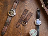 CRAZY BROWN HAND-CRAFTED WATCH STRAPS - MINIMAL STITCHED