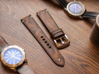 CRAZY BROWN HAND-CRAFTED WATCH STRAPS - MINIMAL STITCHED