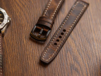 CRAZY BROWN HAND-CRAFTED WATCH STRAPS - BOX STITCHED U-TAIL