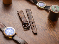 CRAZY BROWN HAND-CRAFTED WATCH STRAPS - BOX STITCHED U-TAIL