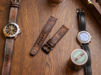 CRAZY BROWN HAND-CRAFTED WATCH STRAPS - MINIMAL STITCHED U-TAIL