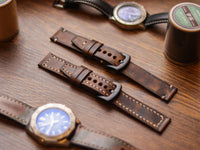 CRAZY BROWN HAND-CRAFTED WATCH STRAPS - MINIMAL STITCHED U-TAIL