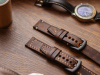 CRAZY BROWN HAND-CRAFTED WATCH STRAPS - MINIMAL STITCHED U-TAIL