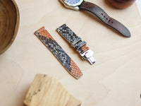 PYTHON SKIN WATCH STRAPS WITH BUTTERFLY CLASP - RAINBOW