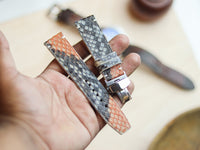 PYTHON SKIN WATCH STRAPS WITH BUTTERFLY CLASP - RAINBOW