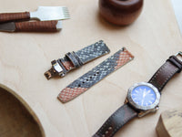PYTHON SKIN WATCH STRAPS WITH BUTTERFLY CLASP - RAINBOW