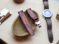 PYTHON SKIN WATCH STRAPS WITH BUTTERFLY CLASP - VENETIAN RED