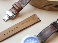 PYTHON SKIN WATCH STRAPS WITH BUTTERFLY CLASP - COPPER BROWN