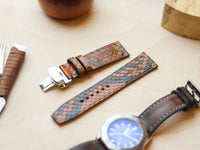 PYTHON SKIN WATCH STRAPS WITH BUTTERFLY CLASP - COPPER BROWN