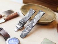 PYTHON SKIN WATCH STRAPS WITH BUTTERFLY CLASP - NATURAL