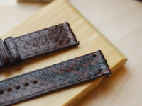 PYTHON SKIN WATCH STRAPS WITH BUTTERFLY CLASP - PECAN BROWN