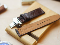 PYTHON SKIN WATCH STRAPS WITH BUTTERFLY CLASP - PECAN BROWN