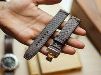PYTHON SKIN WATCH STRAPS WITH BUTTERFLY CLASP - PECAN BROWN