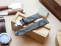 PYTHON SKIN WATCH STRAPS WITH BUTTERFLY CLASP - IRIDIUM GREY