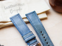 ITALIAN WAXED CAMOUFLAGE HAND-CRAFTED STRAPS FULL STITCHED - ARCTIC BLUE