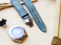 ITALIAN WAXED CAMOUFLAGE HAND-CRAFTED STRAPS FULL STITCHED - ARCTIC BLUE