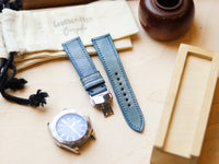 ITALIAN WAXED CAMOUFLAGE HAND-CRAFTED STRAPS FULL STITCHED - ARCTIC BLUE