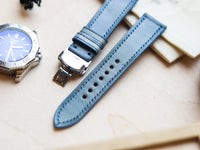 ITALIAN WAXED CAMOUFLAGE HAND-CRAFTED STRAPS FULL STITCHED - ARCTIC BLUE