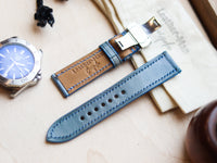 ITALIAN WAXED CAMOUFLAGE HAND-CRAFTED STRAPS FULL STITCHED - ARCTIC BLUE