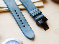 ITALIAN WAXED CAMOUFLAGE HAND-CRAFTED STRAPS MINIMAL STITCHED - ARCTIC BLUE