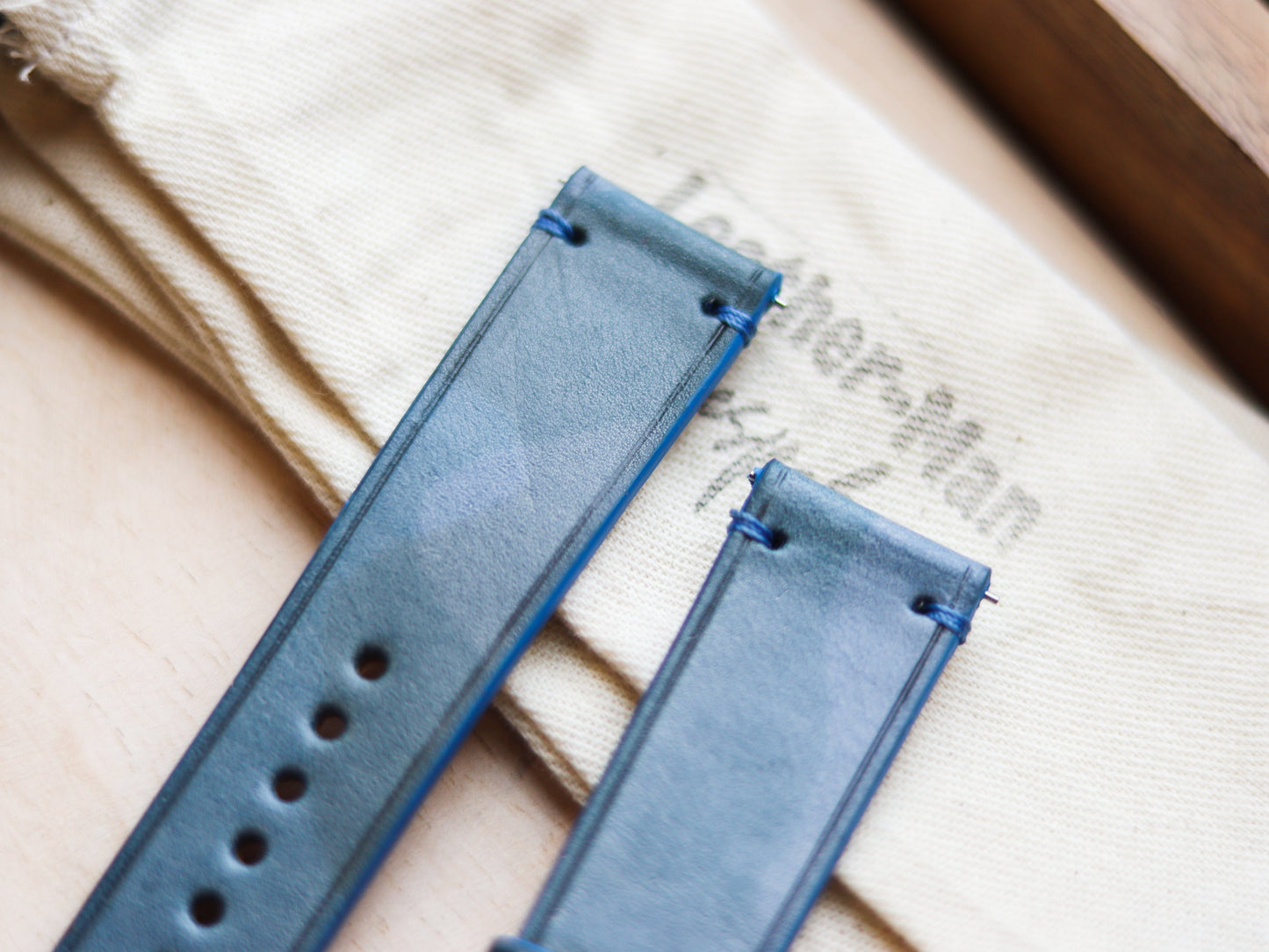 ITALIAN WAXED CAMOUFLAGE HAND-CRAFTED STRAPS MINIMAL STITCHED - ARCTIC BLUE