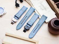 ITALIAN WAXED CAMOUFLAGE HAND-CRAFTED STRAPS FULL STITCHED - ARCTIC BLUE