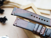 ITALIAN WAXED CAMOUFLAGE HAND-CRAFTED STRAPS MINIMAL STITCHED - COFFEE BROWN