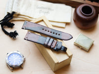 ITALIAN WAXED CAMOUFLAGE HAND-CRAFTED STRAPS MINIMAL STITCHED - COFFEE BROWN