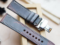 ITALIAN WAXED CAMOUFLAGE HAND-CRAFTED STRAPS FULL STITCHED - COFFEE BROWN