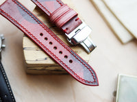 ITALIAN WAXED CAMOUFLAGE HAND-CRAFTED STRAPS FULL STITCHED - COREL RED