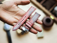 ITALIAN WAXED CAMOUFLAGE HAND-CRAFTED STRAPS FULL STITCHED - COREL RED