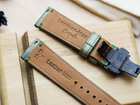 ITALIAN WAXED CAMOUFLAGE HAND-CRAFTED STRAPS MINIMAL STITCHED - MILITARY LIME GREEN