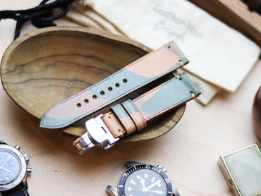 ITALIAN WAXED CAMOUFLAGE HAND-CRAFTED STRAPS MINIMAL STITCHED - MILITARY GREEN (Copy)