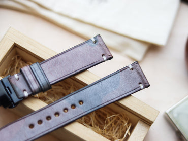 ITALIAN WAXED CAMOUFLAGE HAND-CRAFTED STRAPS MINIMAL STITCHED - COFFEE BROWN