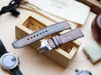 ITALIAN WAXED CAMOUFLAGE HAND-CRAFTED STRAPS BOX STITCHED - COFFEE BROWN