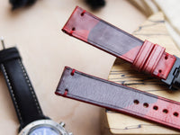 ITALIAN WAXED CAMOUFLAGE HAND-CRAFTED STRAPS MINIMAL STITCHED - COREL RED