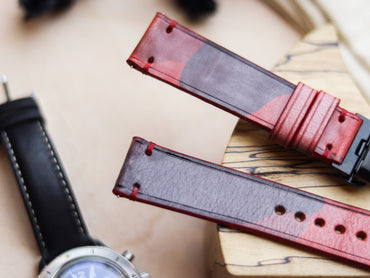 ITALIAN WAXED CAMOUFLAGE HAND-CRAFTED STRAPS MINIMAL STITCHED - COREL RED