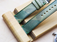 ITALIAN WAXED CAMOUFLAGE HAND-CRAFTED STRAPS MINIMAL STITCHED - LIME GREEN